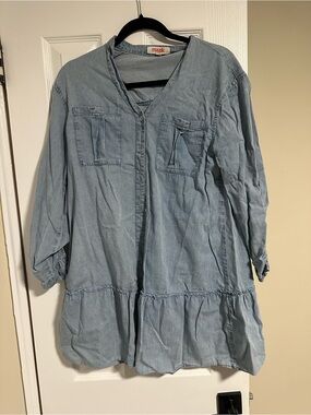 Mazik Light Blue Denim Ruffle-Hem Tunic